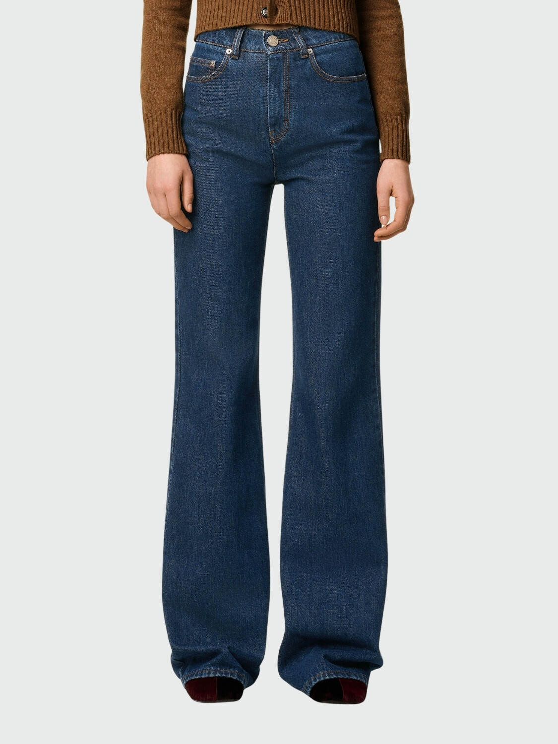 AMI PARIS - Vaquero corte Acampanado Algodón Navy