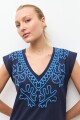 Remera puff print azul marino