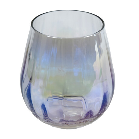 Florero de vidrio tornasolado labrado con forma de pera 29149 Florero de vidrio tornasolado labrado con forma de pera 29149