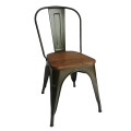 SILLA COLOR NEGRA C/ ASIENTO DE MADERA TIPO TOLIX Silla Color Negra C/ Asiento De Madera Tipo Tolix