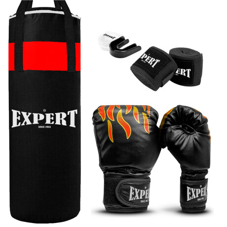 Kit Boxeo Bolsa Completa + Guantes + Bucal + Vendas Bolsa Negra Adultos