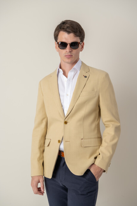 Saco Tencel Slim Fit Beige