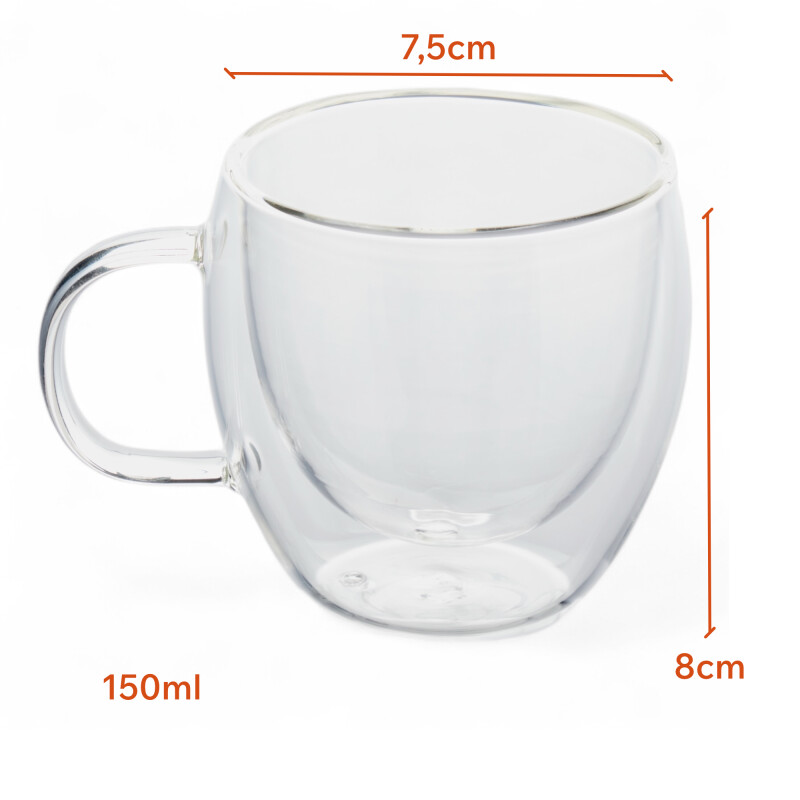 Taza Doble pared Borosilicato 150 ml 7,5 x 8 cm Sin Color