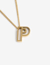 Cadena Corta con Dije Metal Collar Acero Inicial P - Dorado