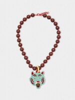 Collar De Cuentas Con Colgante Tigre multicolor