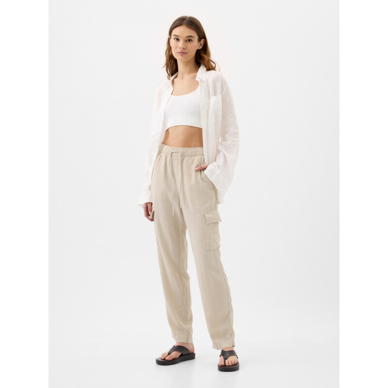 V-EASY PANT LINEN CARGO SAND KHAKI