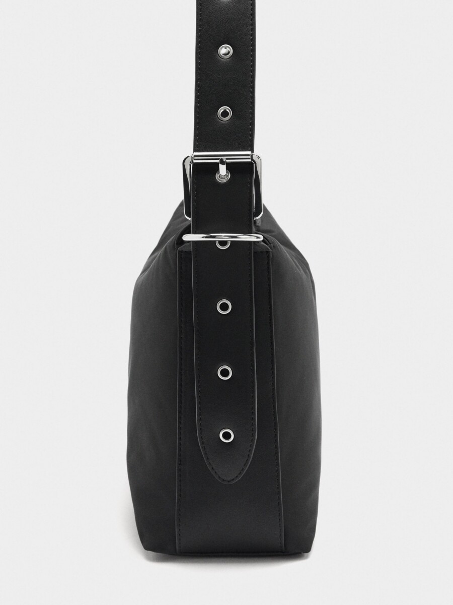 Bolso De Hombro Liso De Nylon negro