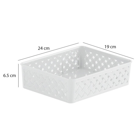 Pack X3 Cestos Organizadores Bandejas Símil Rattan Plástico Blanco