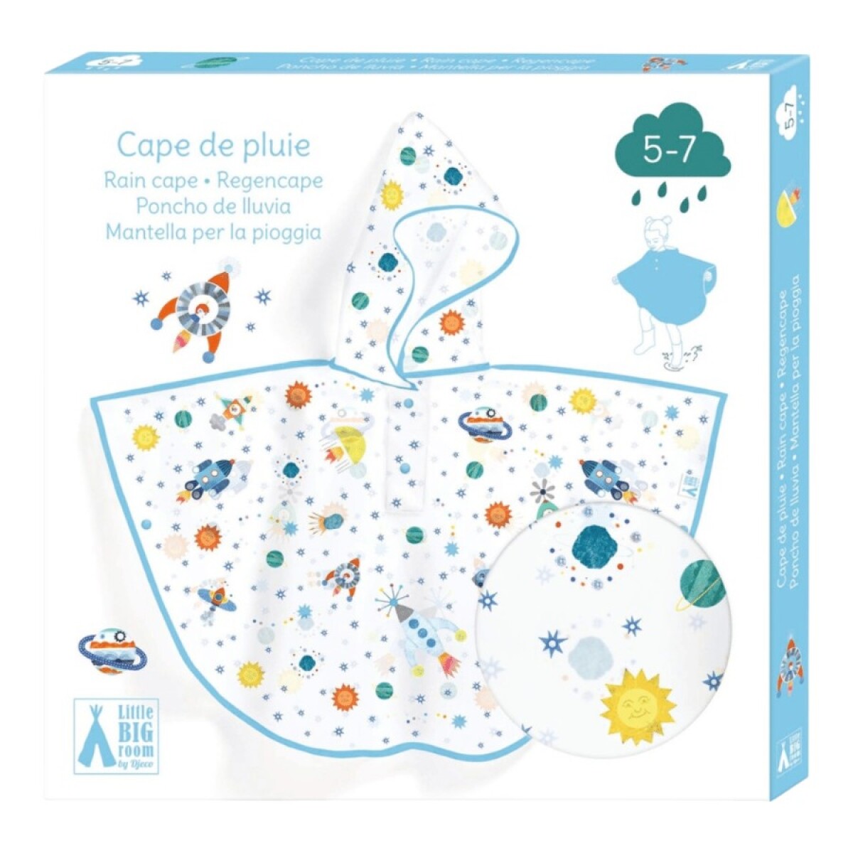 Poncho de Lluvia Rocket Djeco - Azul Claro 