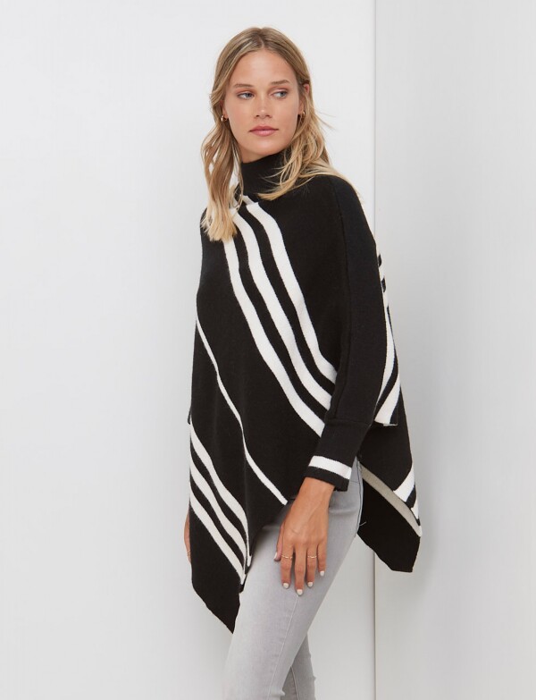 Poncho Lineas NEGRO/BLANCO