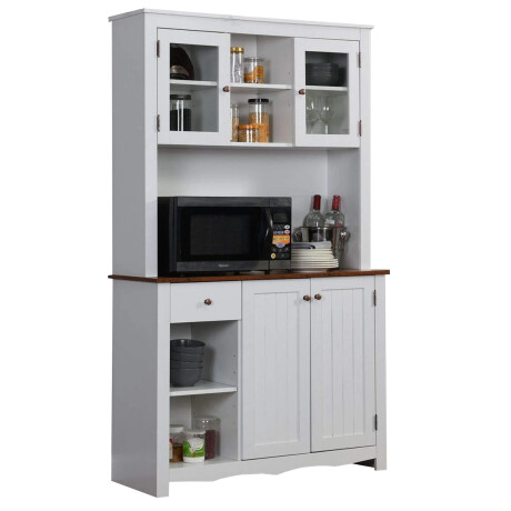 CRISTALERO 4 PUERTAS ARMARIO DE COCINA MODULAR APARADOR ALACENA BUFFET BLANCO