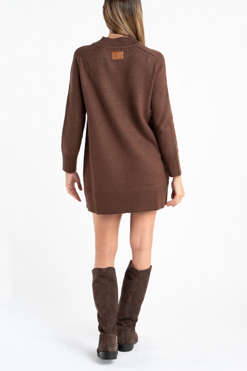 Vestido Polera Tejido Chocolate