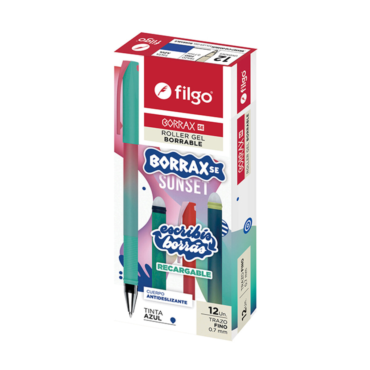 Boligrafo Filgo Borrable Gel caja x 12 - Sunset 