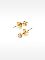 Pendientes Cortos De Plata 925 Con Circonitas dorado