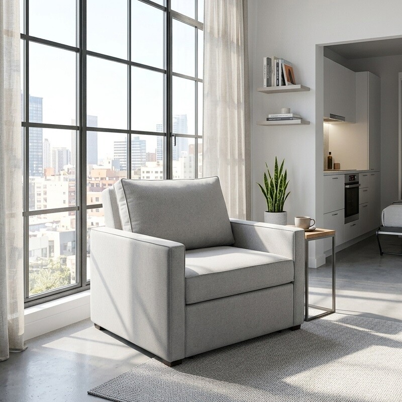 Sofá Cama de una plaza Gris Claro