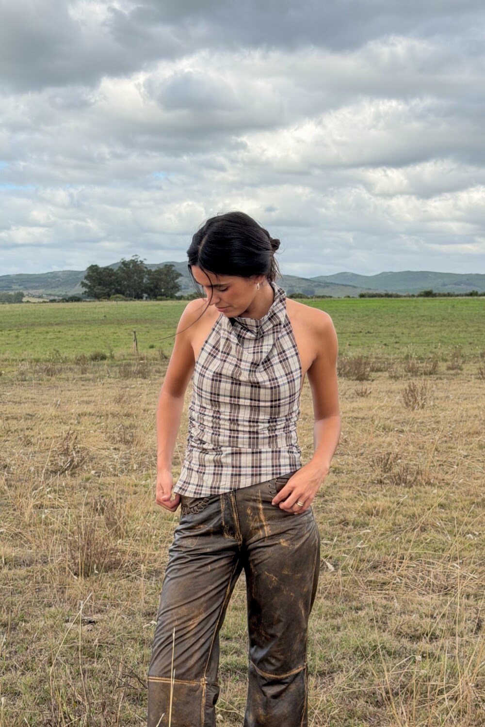 Top Arma Mortal Cuadrillé Azul / Beige