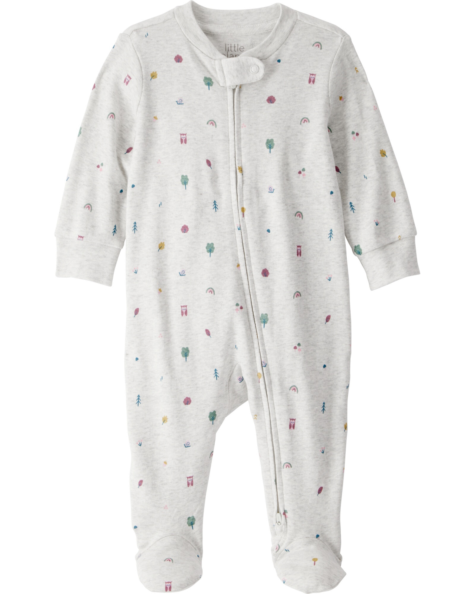 Pijama una pieza de algodón orgánico, con pie, estampado Sin color