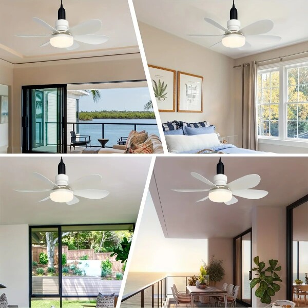 Ventilador Techo Lampara Luz Led 30W Control Remoto 6 Aspas Variante Color Blanco