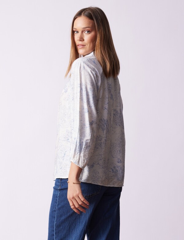 Blusa Algodón Print BLANCO/AZUL