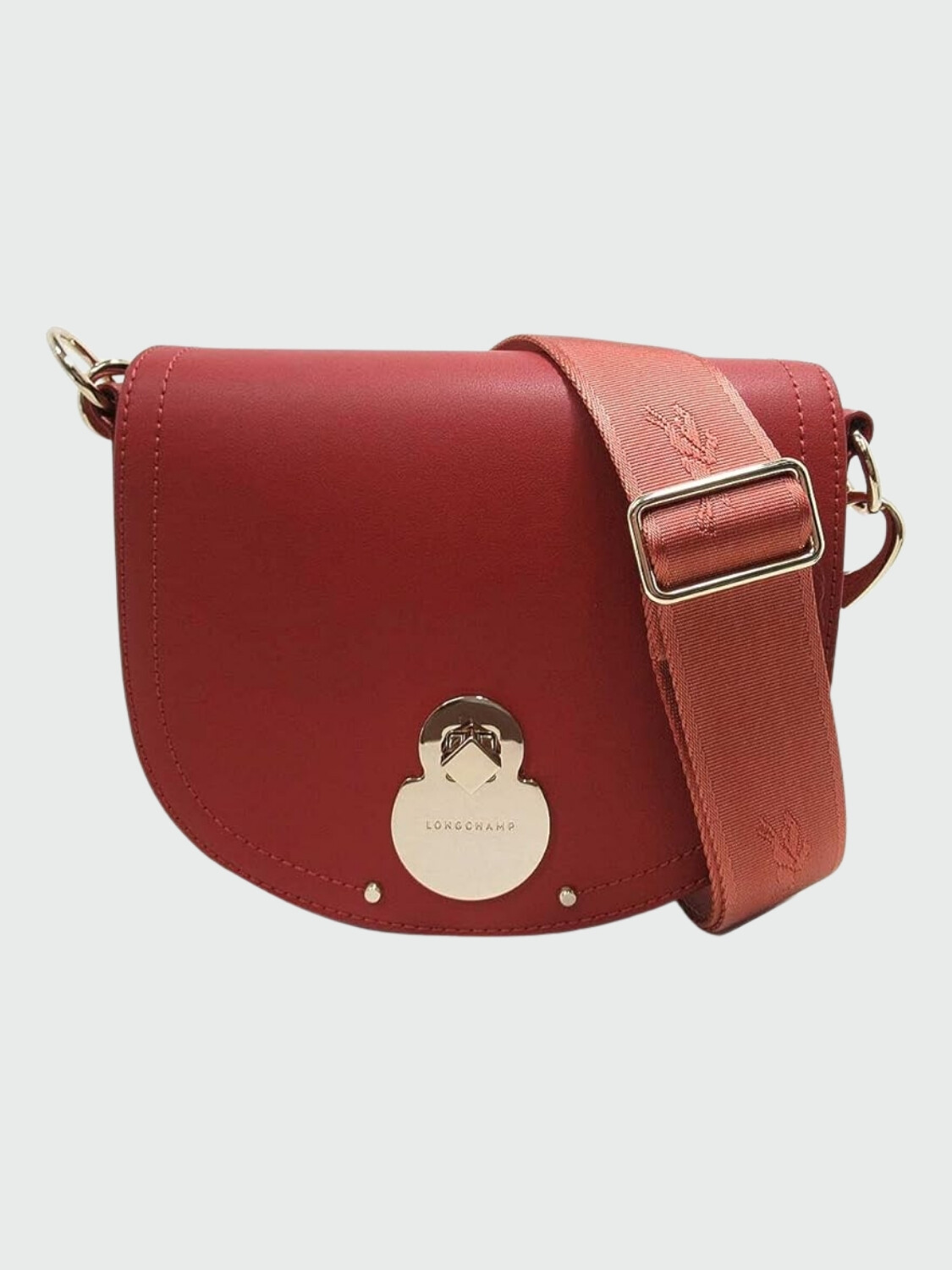 Longchamp -Cartera de cuero con solapa, Cavalcade Terracota