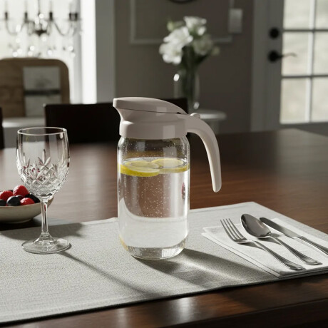 Jarra de Vidrio 1500Ml con Tapa y Asa Plásticas Beluga Renga Blanco