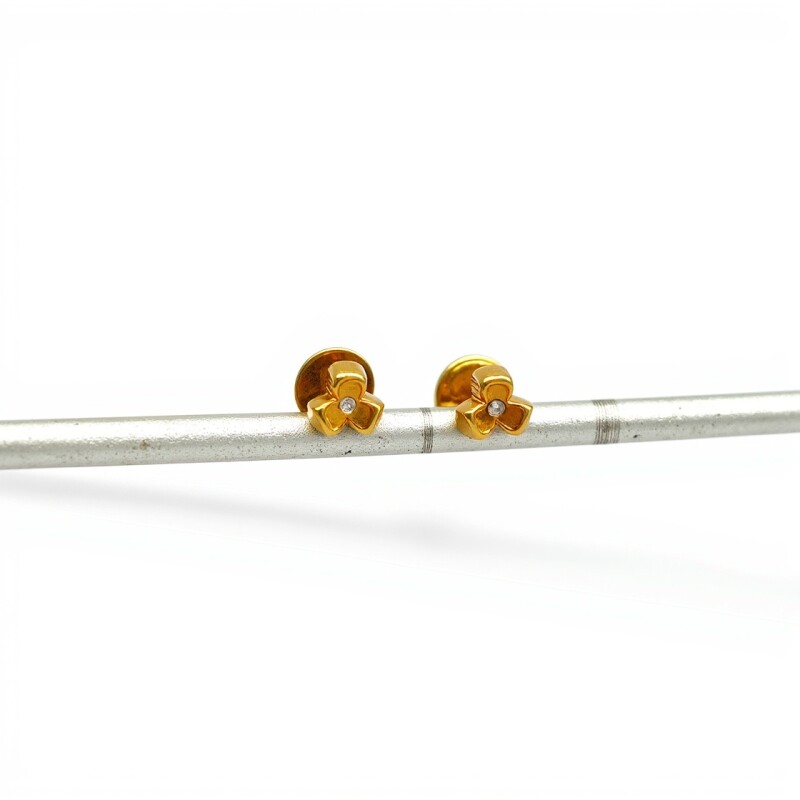 Caravanas Flor de oro - Oro bajo -Zirconia - CA8168 conpiedra