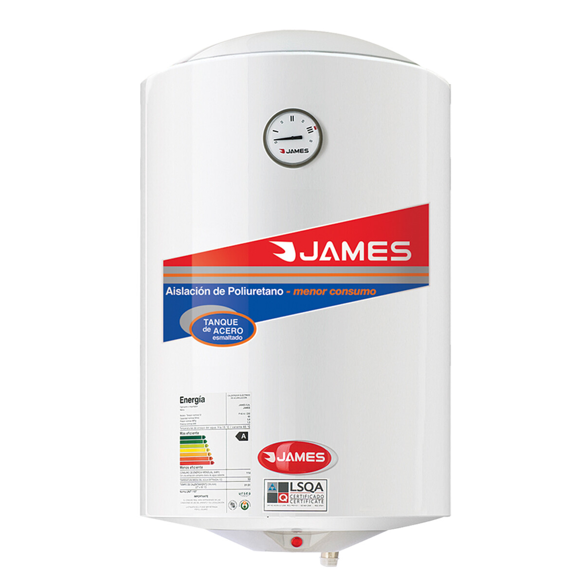 Termotanque Calefón James 60 L P60 A Clase A - TERMOTANQUE JAMES 60L VERTICAL 036 AP 