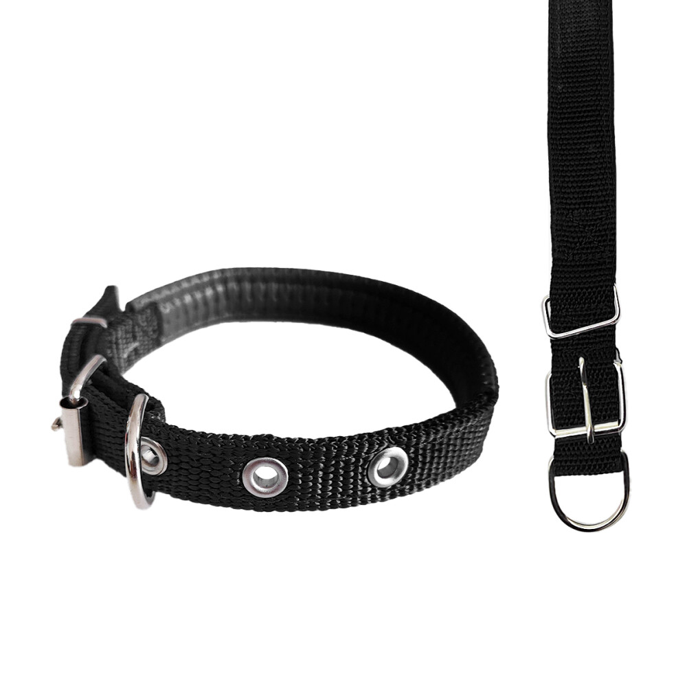 Collar 1.5cm Perros Gatos Suave Cómodo Ajustable Paseo Color negro