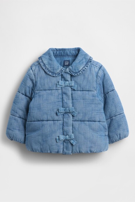 Campera De Jean Puffer Toddler Niña Light Wash