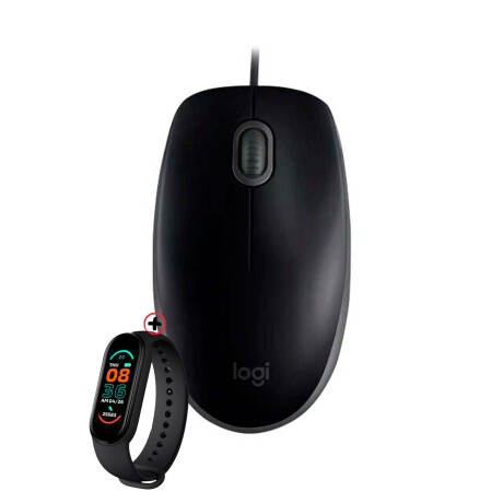 Mouse Cableado Logitech M110 Silencioso 1000dpi + Smartwatch Negro