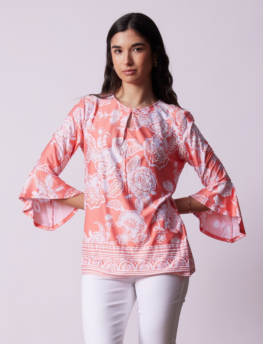 Blusa Flores - Coral 