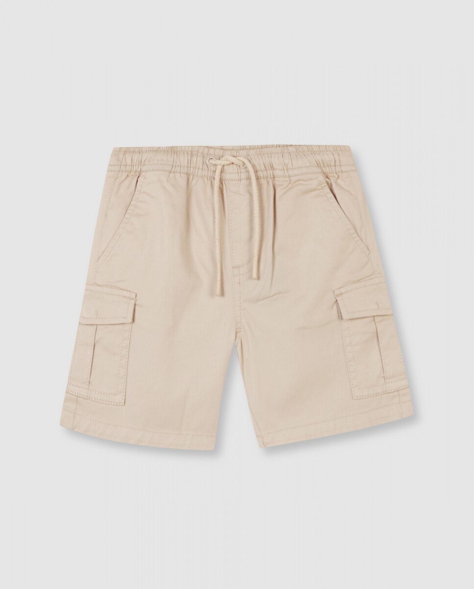 Pantalon Cargo Corto Con Cinturilla Elastica - Piedra 