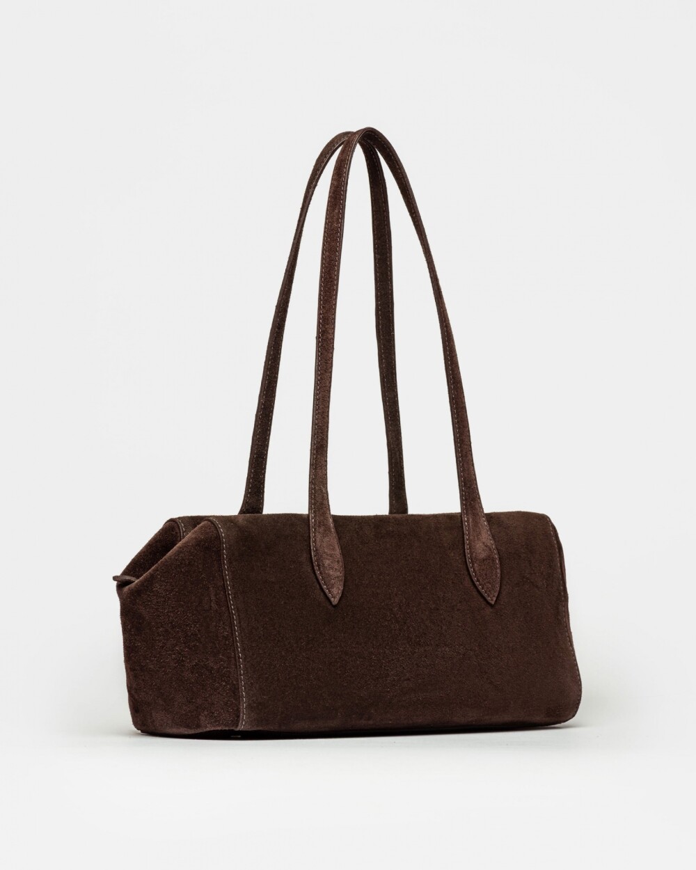 Cartera al hombro The Gang Manifest en cuero gamuza Marron