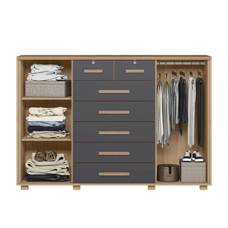 Comoda cajonera 7 cajones 2 puertas, con llave NATURE TITATNIUM
