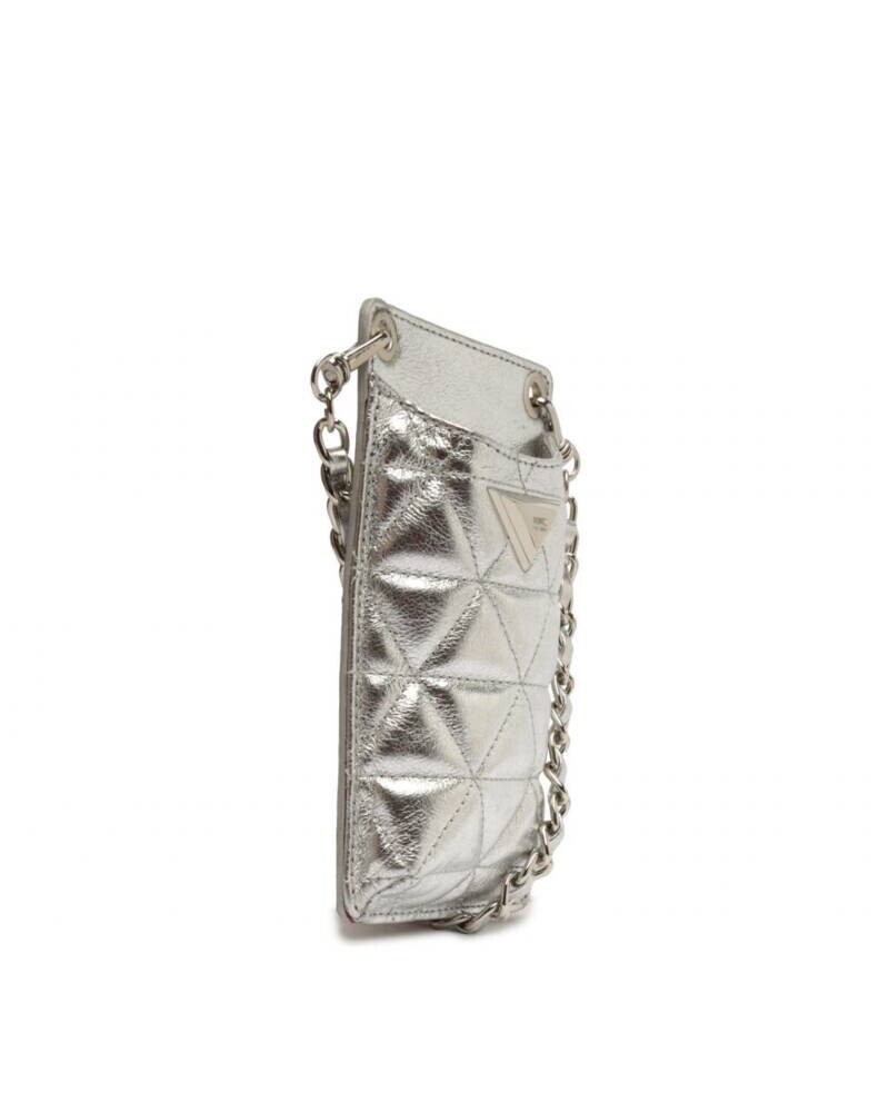 PORTA CELULAR EN CUERO PLATA PLATEADO