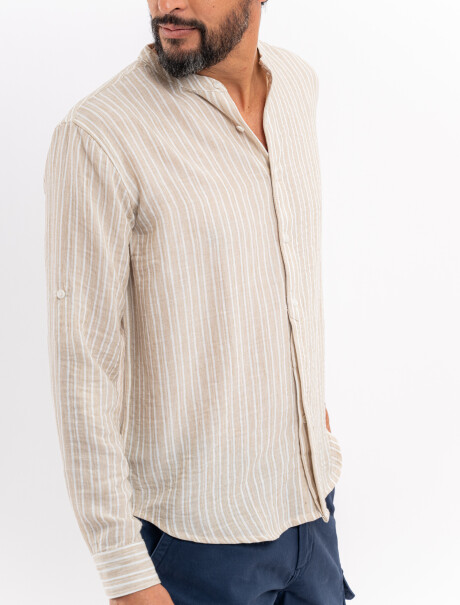 Camisola m/l rayada beige
