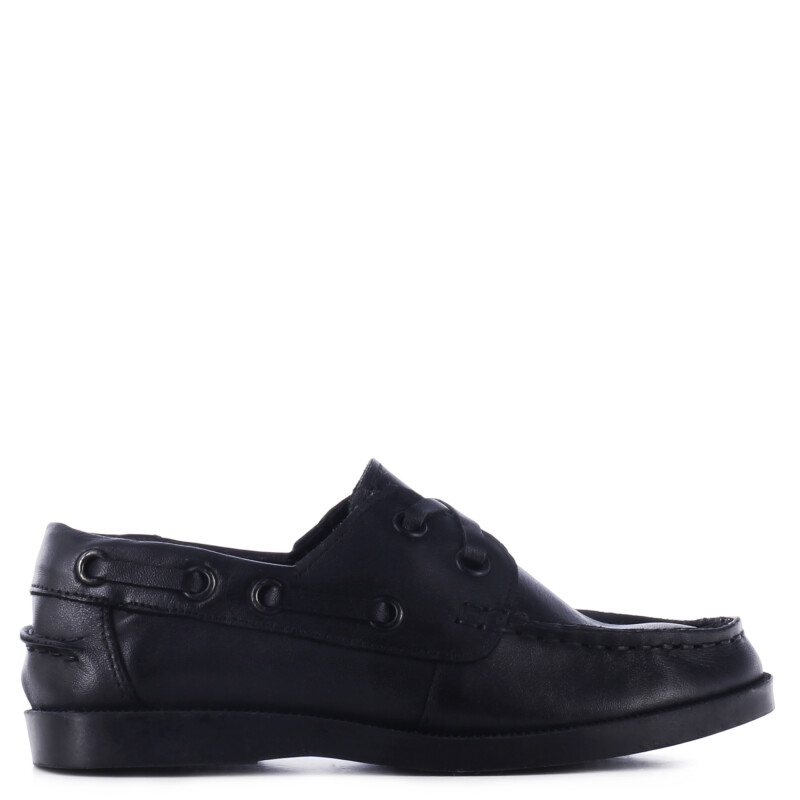 Zapato de Niño Boomerang nautico MAP de cuero para uniforme Negro