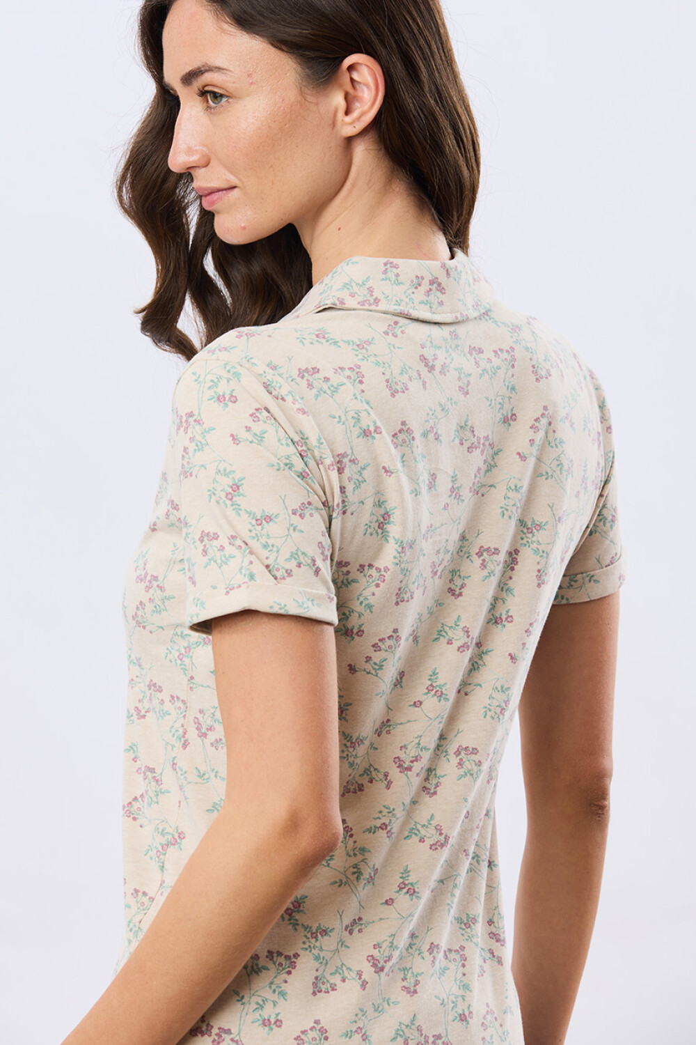 CAMISA ESTAMPADA DE ALGODÓN Beige