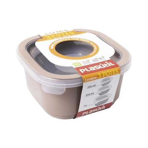 Set x 3 Recipientes Plásticos Lume BEIGE