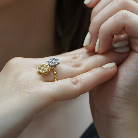Anillo Lucky doble trébol de oro 18k Anillo Lucky doble trébol de oro 18k