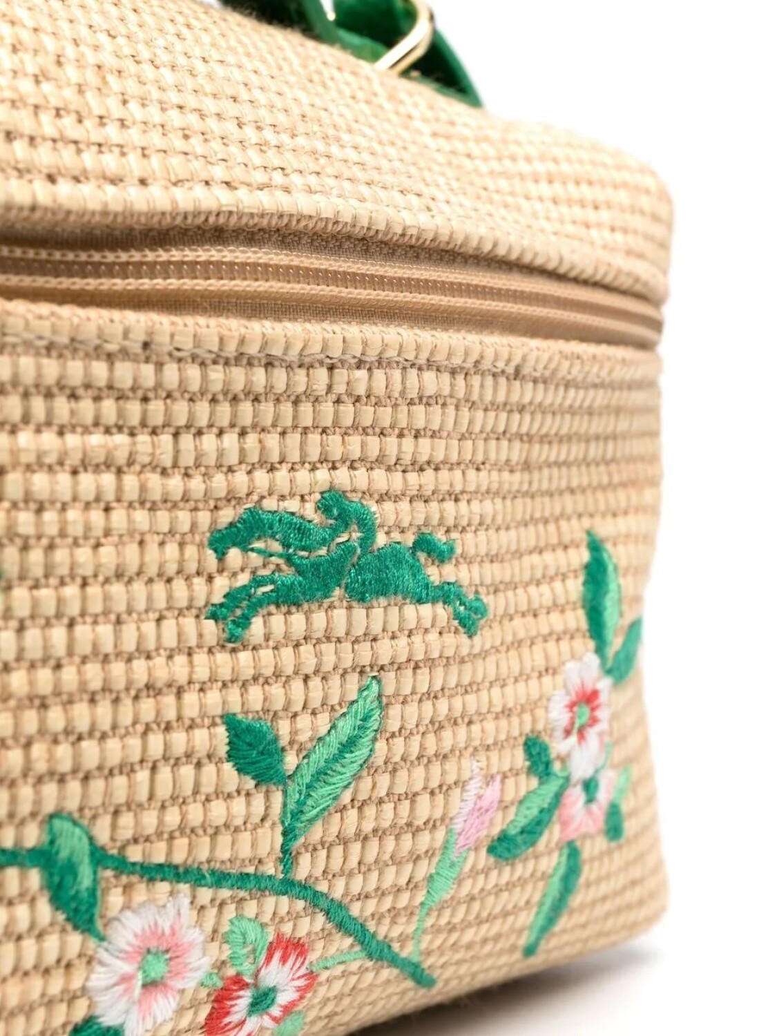 Longchamp -Mini cesta bordada, Le panier pliage Verde