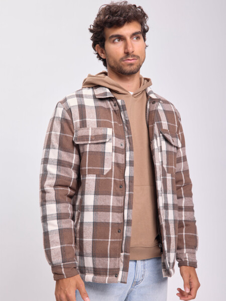 Sobrecamisa franela cuadros Tostado