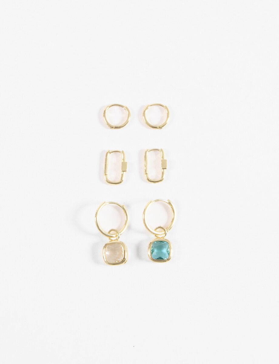 Set aros dije piedra - dorado 