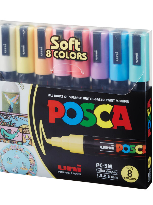 SET MARCADOR UNI POCSA 2.5MM 8 UNIDADES COLORES PASTELES N/A