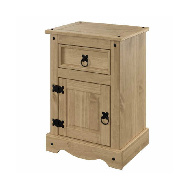 Mesa de luz 1 cajón 1 puerta - Madera maciza / Línea Mexicana Marrón