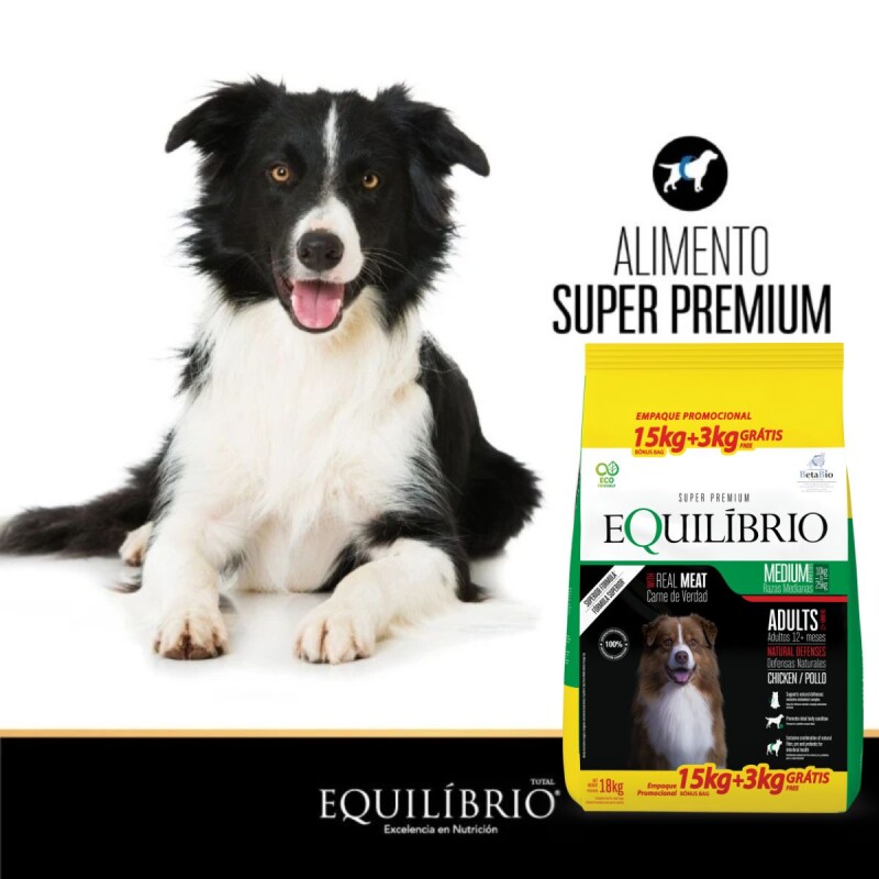 EQUILIBRIO PERROS ADULTOS TODAS LAS RAZAS ACTIVE 15 + 3 KG DE REGALO