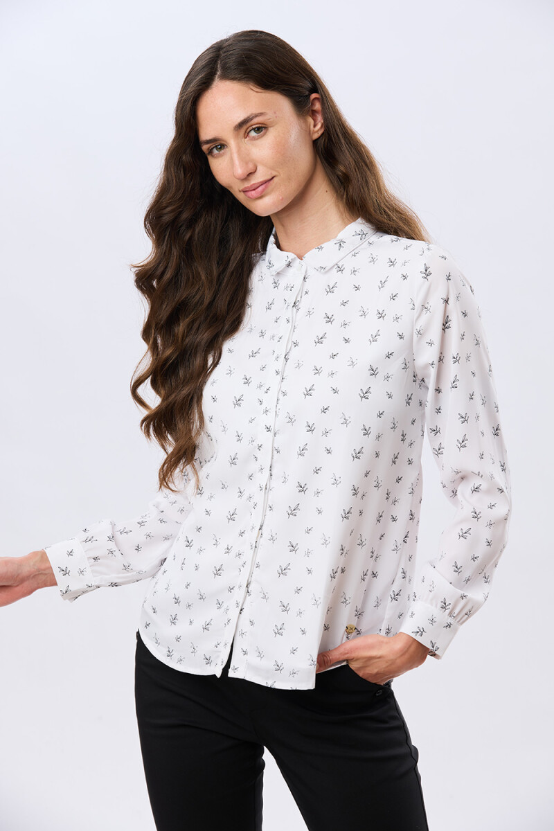 BLUSA ESTAMPADA - Hojas Negra 