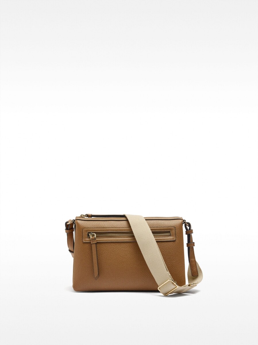 Bolso Bandolera Triple Con Textura - camel 