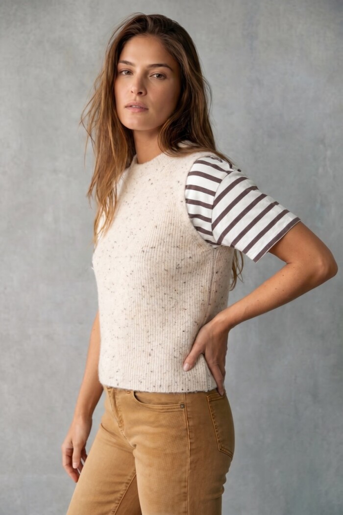 Chaleco Tejido Beige Melange