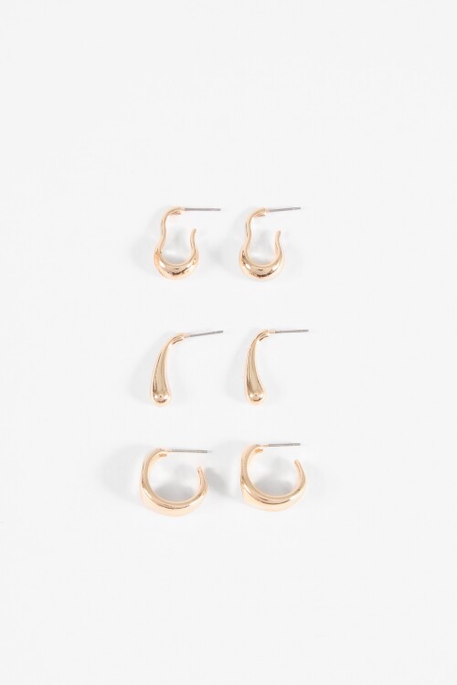 Set 3 aros wavy dorado